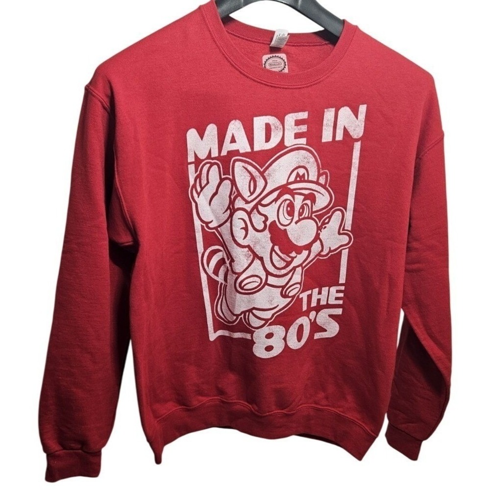 Jerzees Nintendo Mario Made in the 80s Red Graphic Sweatshirt Adult L - Picture 1 of 6